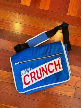 Nestle CRUNCH Blue Messenger Bag with White Trim